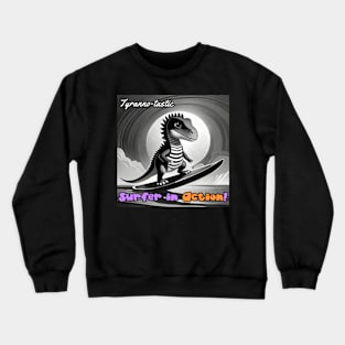 Dinosaur Surfing Funny Crewneck Sweatshirt